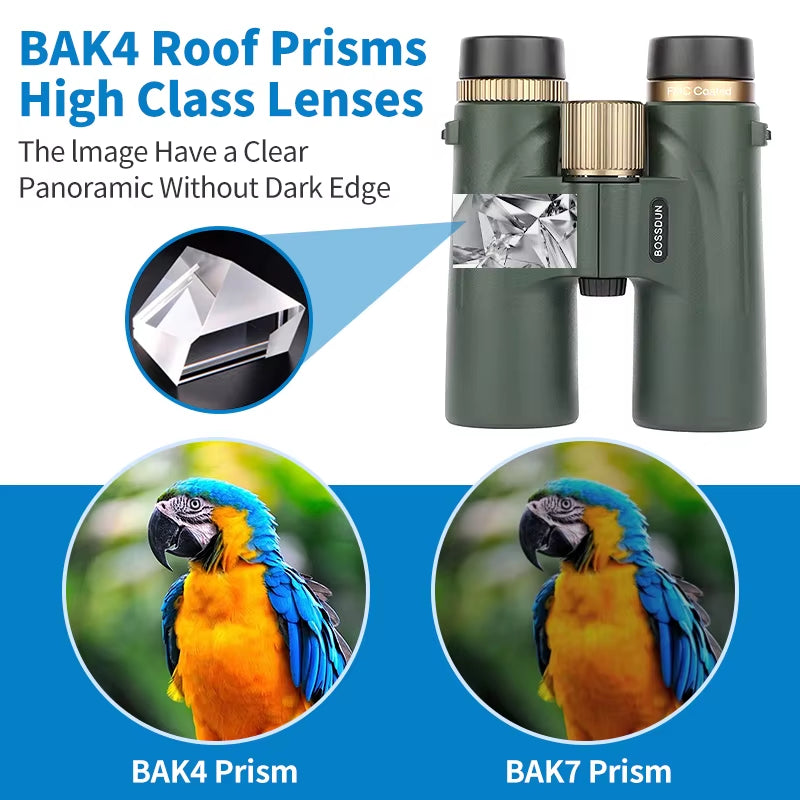 12X42 Binoculars Professional ED Lens Telescope Powerful Long Range BAK4 Prism for Hunting Outdoor Camping IPX7 Waterproof