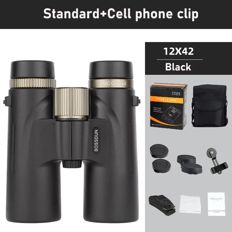 12X42 Binoculars Professional ED Lens Telescope Powerful Long Range BAK4 Prism for Hunting Outdoor Camping IPX7 Waterproof