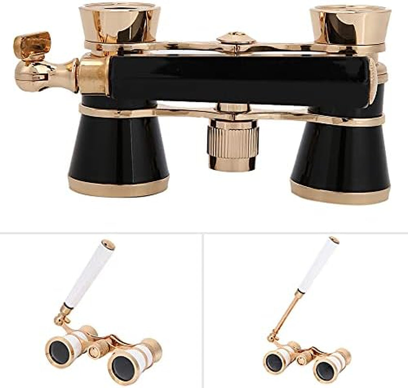 Opera Binoculars Theater Glasses Opera Glasses Binoculars 3X25 Magnification BK7 Optical Glass Lens Central Focus with Handle for Adults Kids Women in Concerts Theaters (White)
