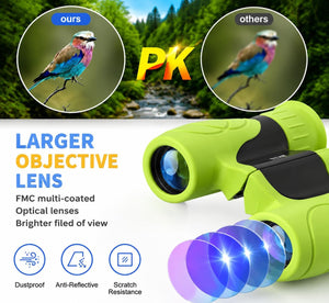 Kids Binoculars,Shockproof 8 X 21 High Resolution Compact Kids Binoculars Real for Boys and Girls,Perfect for Bird Watching, Hiking,Camping,Travel, Christmas Birthday Gift