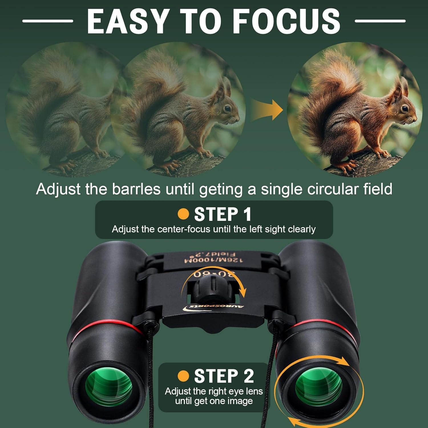 30X60 Folding Binoculars Telescope with Low Light Night Vision for Outdoor Birding, Travelling, Sightseeing, Hunting, Etc