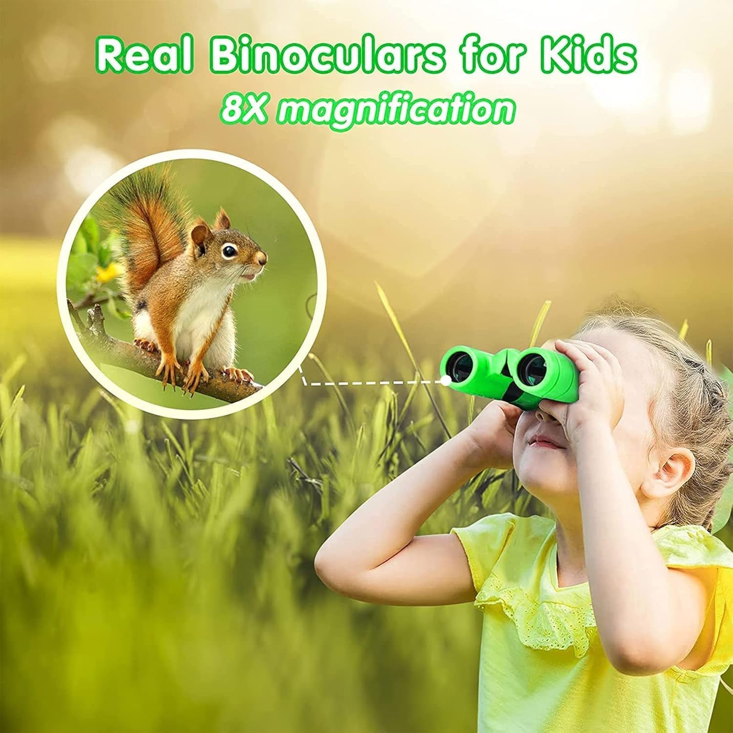 Kids Binoculars 8X21, High Power Shockproof & Waterproof Telescope for Children, BAK4 Prism for Bird Watching, Concert, Sports Events