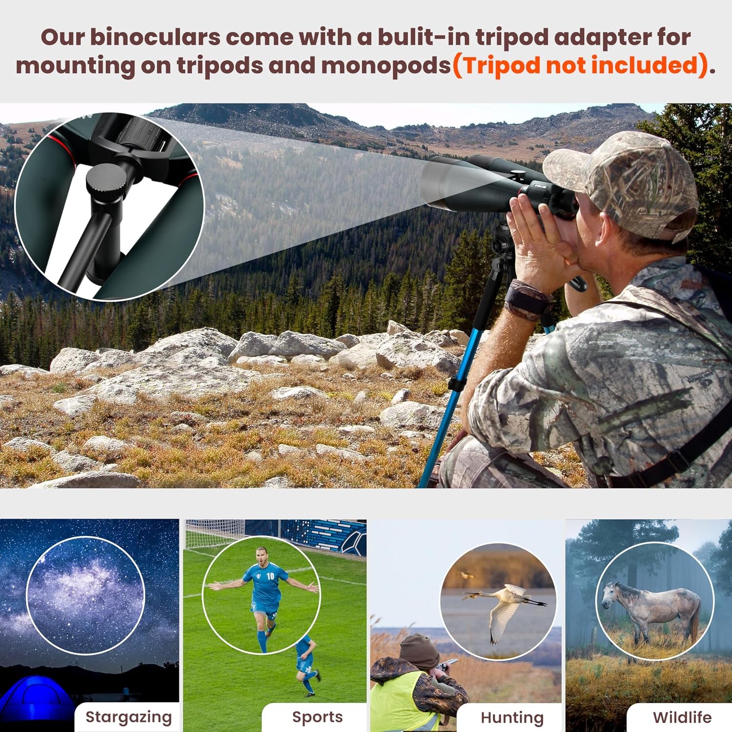 Astronomy Binoculars - 20X80 for Adults, Outdoor Waterproof Binoculars for Bird Watching, Travel and Stargazing with Tripod Adapter and Carrying Bag