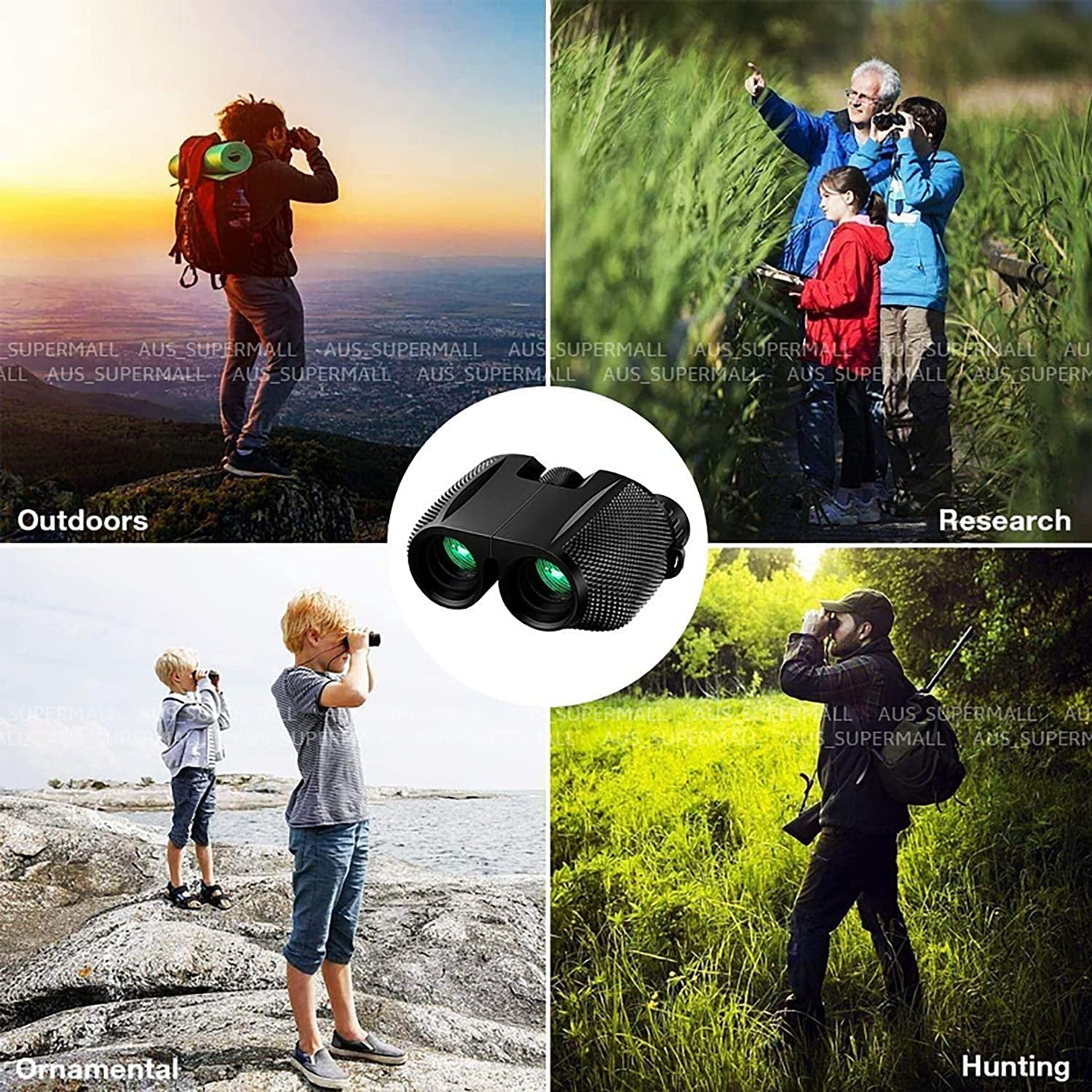 Compact Binoculars, Foldable Waterproof BAK-4 Binoculars 10 X 25 Prism Hunts Bir