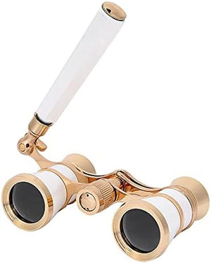 Opera Binoculars Theater Glasses Opera Glasses Binoculars 3X25 Magnification BK7 Optical Glass Lens Central Focus with Handle for Adults Kids Women in Concerts Theaters (White)