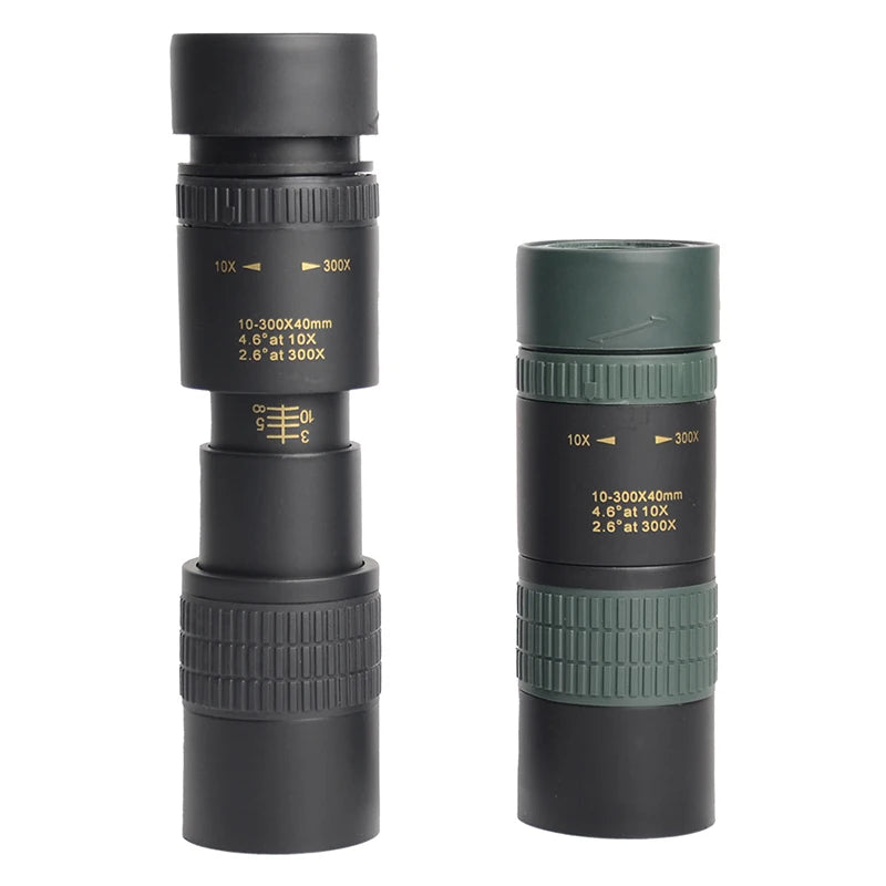 10-300X40 Zoom Telescope HD 4K Portable Strong Binoculars Long Range Professional Monocular Bak4-Prisms for Hunting Camping