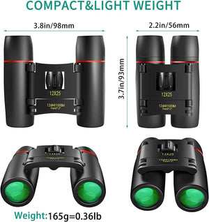 12X25 Small Pocket Binoculars Compact Adults,Mini Kids Binoculars Boys for Bird Watching,Concert Theater Opera