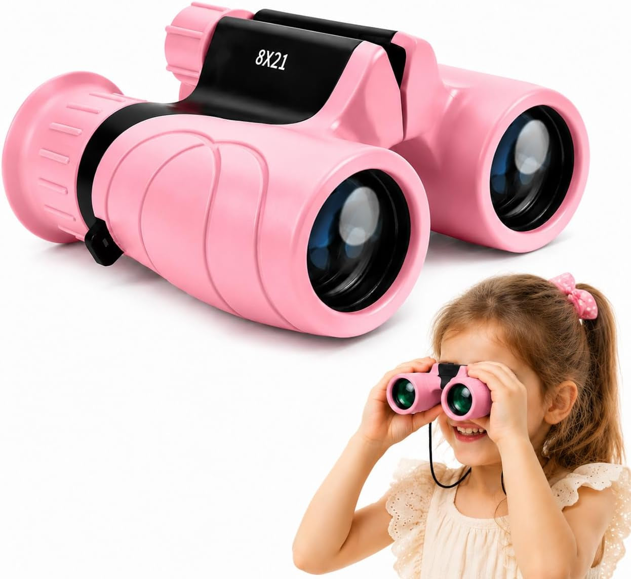 Kids Binoculars,Shockproof 8 X 21 High Resolution Compact Kids Binoculars Real for Boys and Girls,Perfect for Bird Watching, Hiking,Camping,Travel, Christmas Birthday Gift