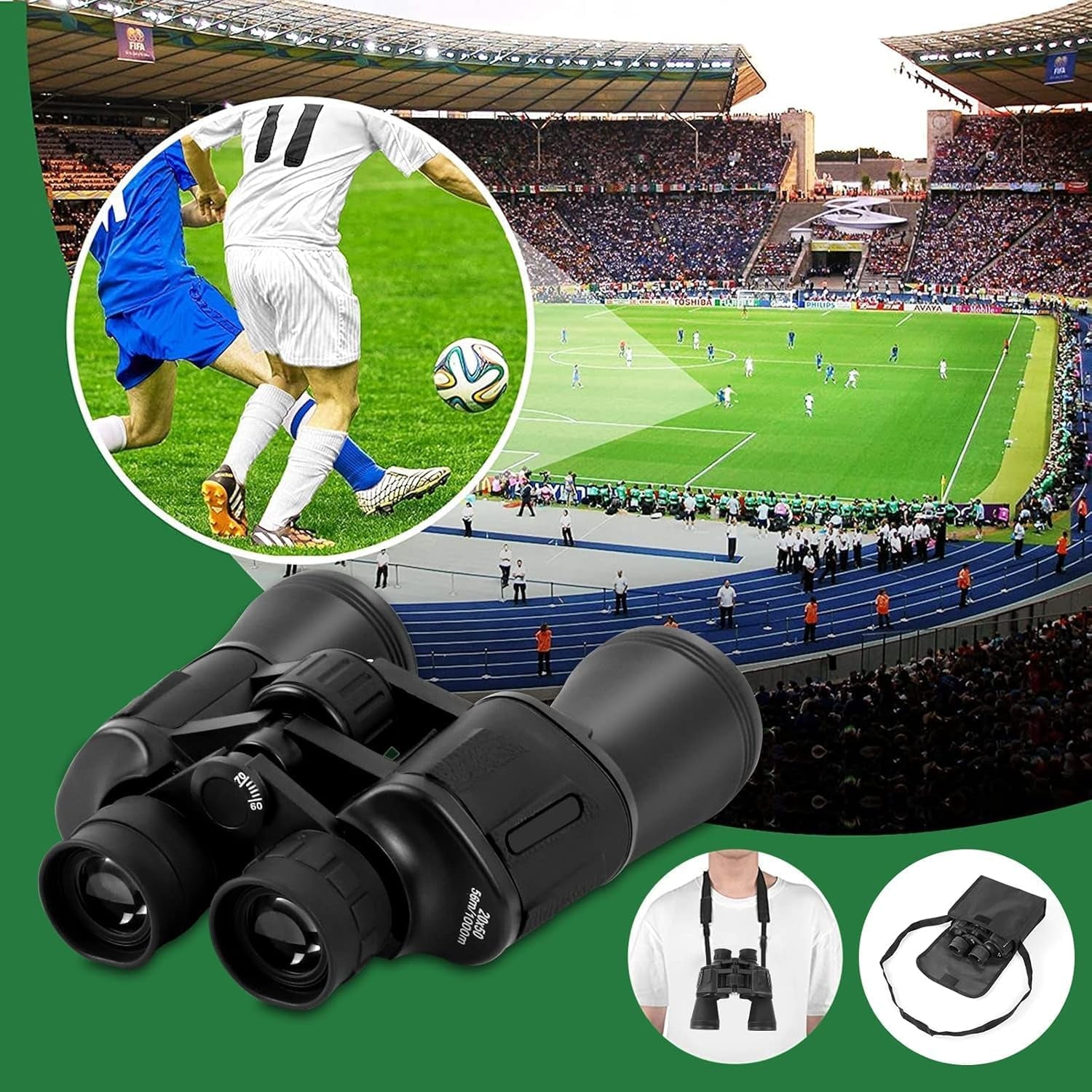 20X50 High Power Binoculars for Adults, HD Waterproof Binoculars with BAK4 Prism & FMC Lens,Portable Binocular Bird Watching Hunting Football Games Cruise with Carrying Bag,Strap,Phone Adapter-Black