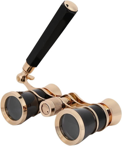 Opera Binoculars Theater Glasses Opera Glasses Binoculars 3X25 Magnification BK7 Optical Glass Lens Central Focus with Handle for Adults Kids Women in Concerts Theaters (Black)