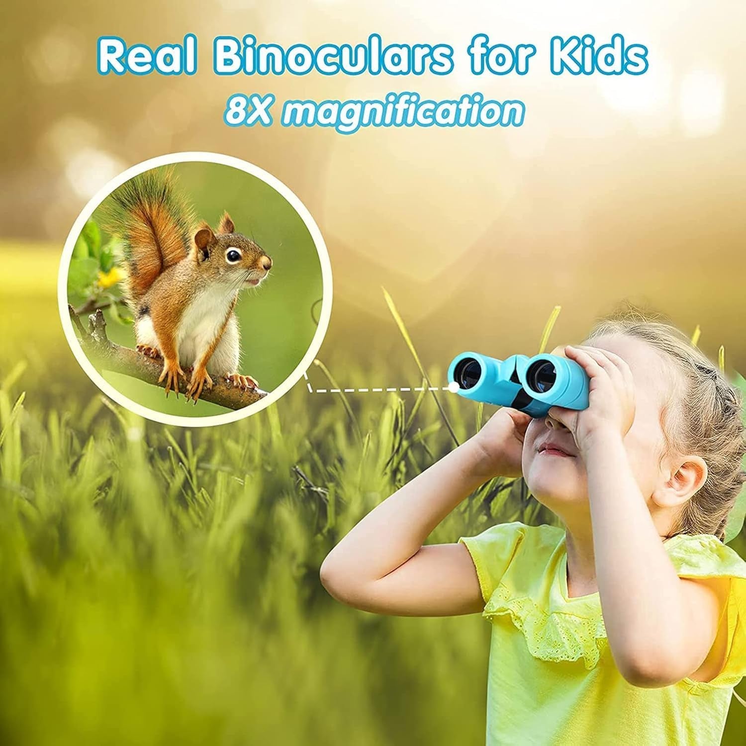Kids Binoculars 8X21, High Power Shockproof & Waterproof Telescope for Children, BAK4 Prism for Bird Watching, Concert, Sports Events