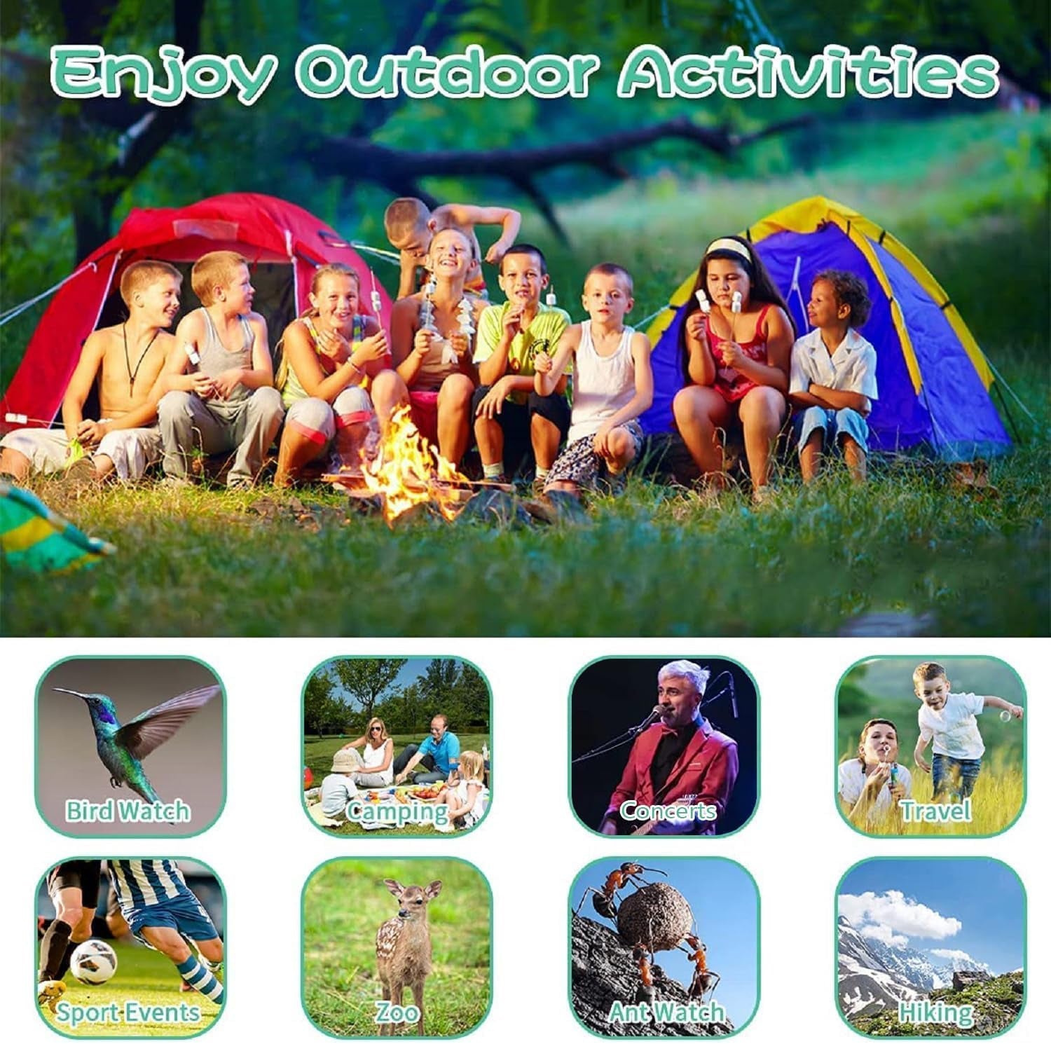 Kids Binoculars 8X21, High Power Shockproof & Waterproof Telescope for Children, BAK4 Prism for Bird Watching, Concert, Sports Events