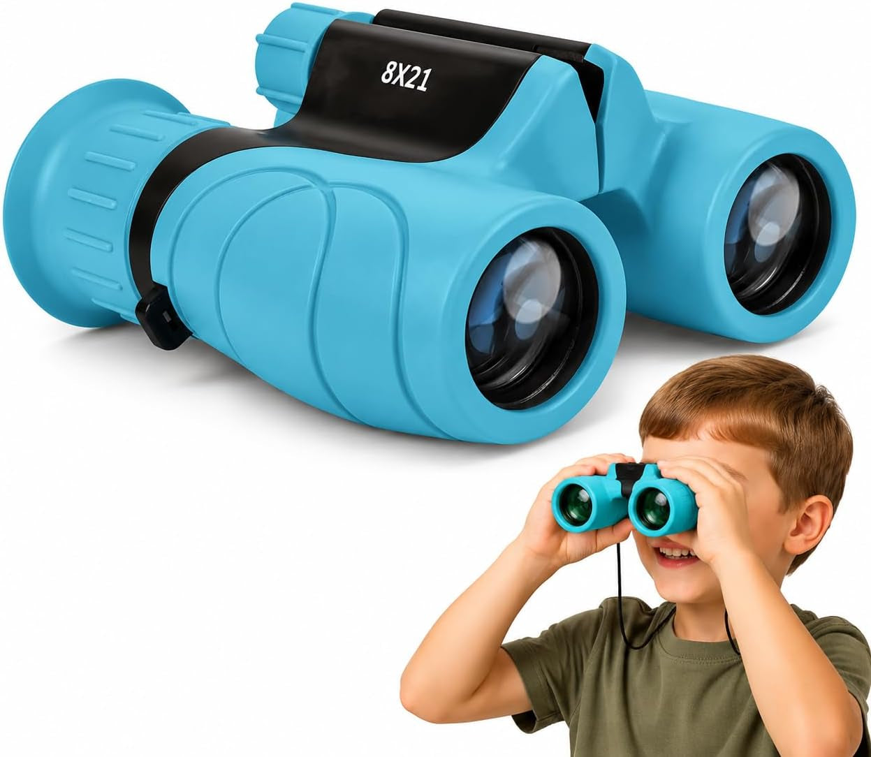 Kids Binoculars,Shockproof 8 X 21 High Resolution Compact Kids Binoculars Real for Boys and Girls,Perfect for Bird Watching, Hiking,Camping,Travel, Christmas Birthday Gift | Camping, Exploring, Hiking, Hunting, Sporting Events and Safari Park Gifts for Kids Ages 3-12