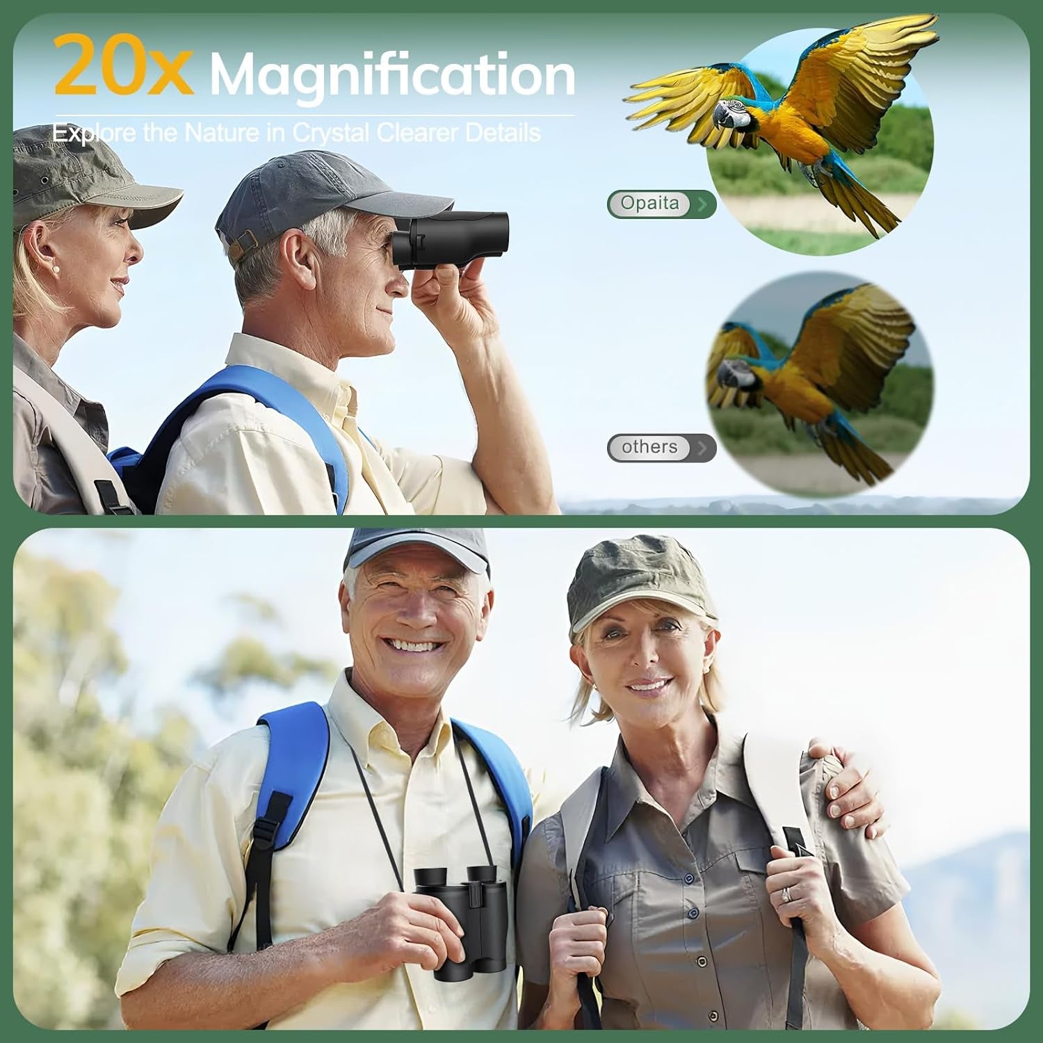 20X32 Binoculars for Adults Kids High Powered with Sharper Vision - Compact Binoculars with Comfortable View - High Definition Small Binocs for Bird Watching Cruise Trip Hunting Travel Concert Hiking
