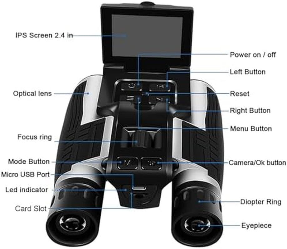 12X32 Digital Binoculars for Adults, 2.4 Inch Screen Binoculars for Binoculars with 2.5K 48MP Videos Photo Camera for Bird Watching Outdoor Travel