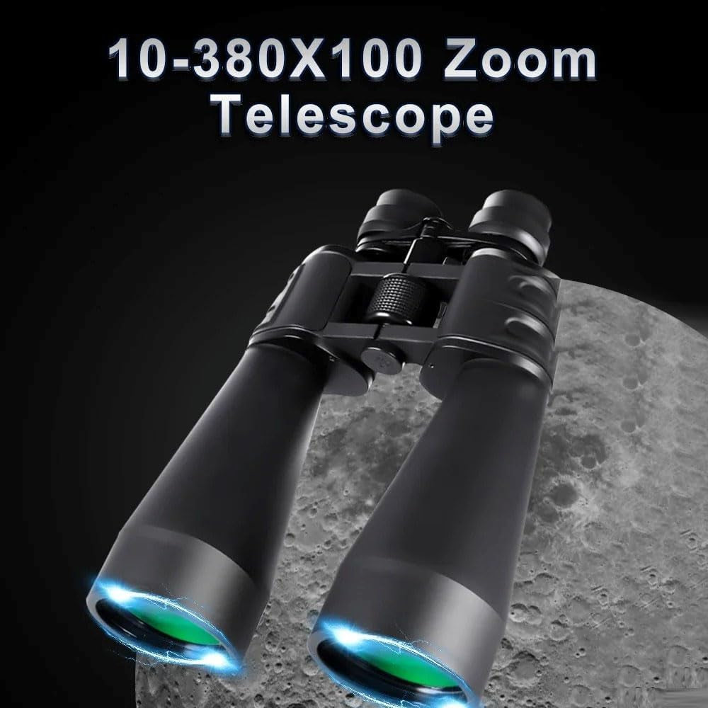 10-380X100 High-Power Zoom Binoculars – HD Long-Range Telescope with BAK4 Prism, Fully Multi-Coated Optics, Waterproof Design for Hunting, Camping, Astronomy & Bird Watching