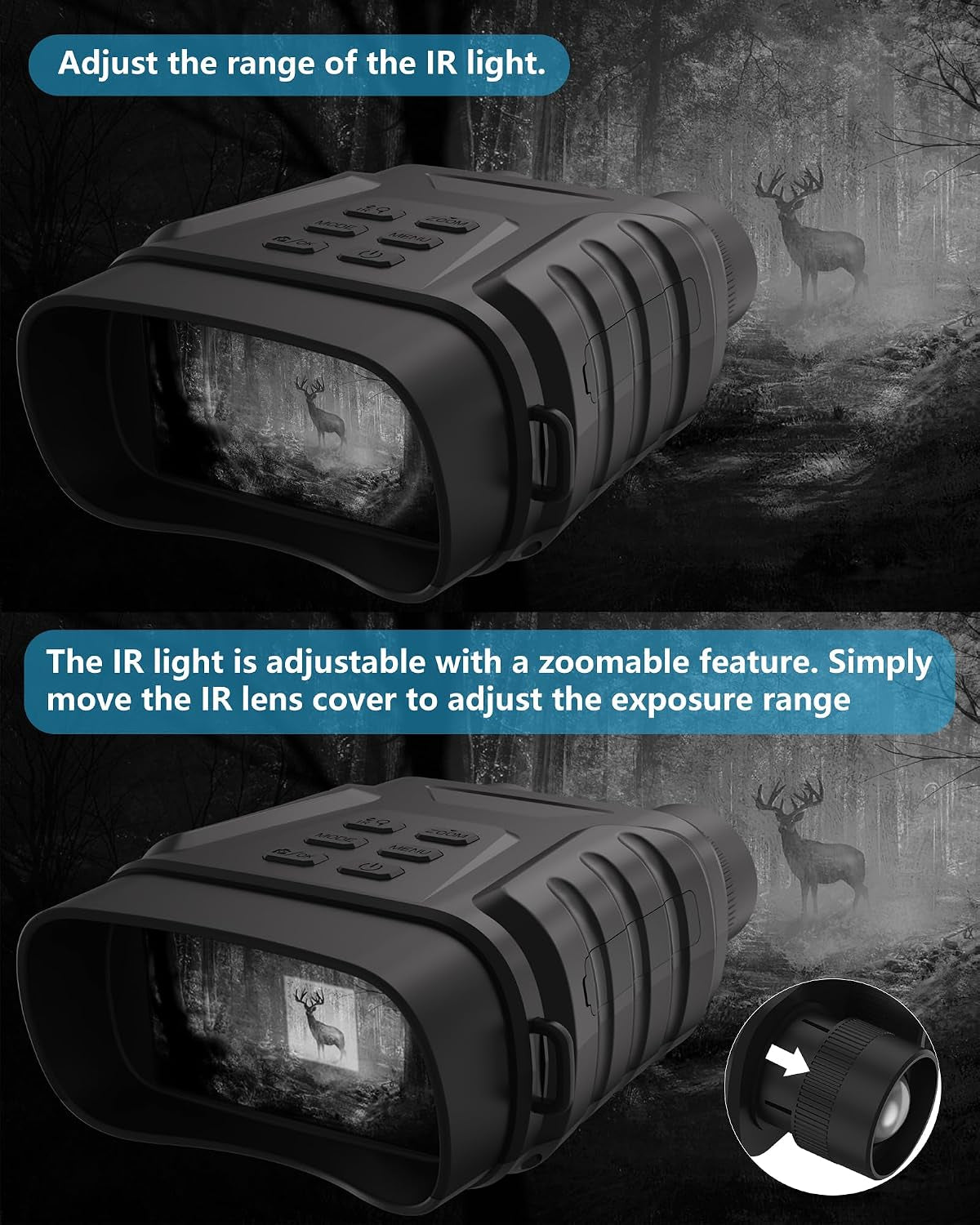 Ultimate 4K Night Vision Goggles - 8X Digital Zoom Binoculars with 3" Screen & Adjustable IR Light for Camping & Hunting, 200M Range, 32GB Storage