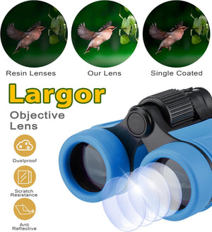 Binoculars for Kids, Toys for 3-12 Years Boys and Girls High-Resolution Optics Shockproof Mini Compact Toy Binoculars for Bird Watching, Hiking, Camping, Science, Detective