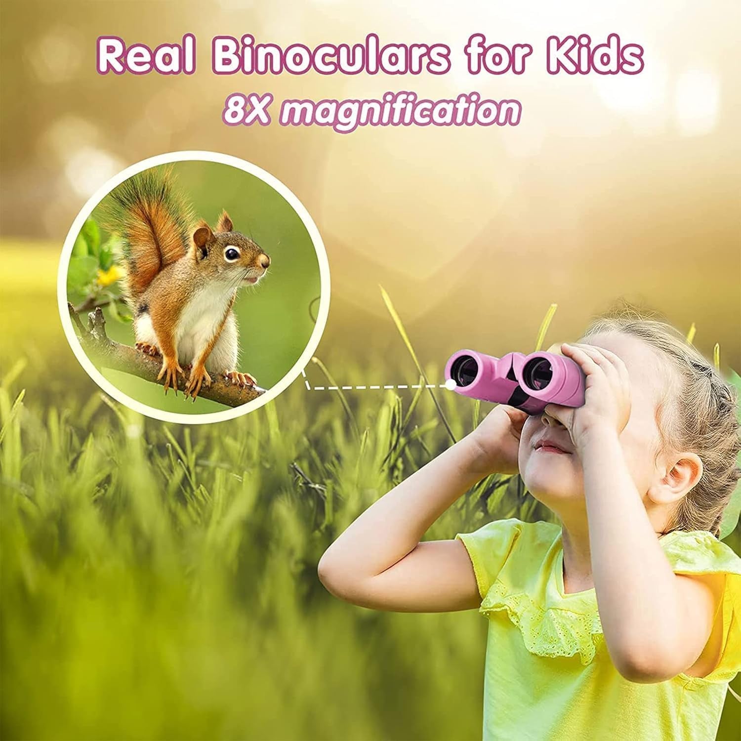 Kids Binoculars 8X21, High Power Shockproof & Waterproof Telescope for Children, BAK4 Prism for Bird Watching, Concert, Sports Events