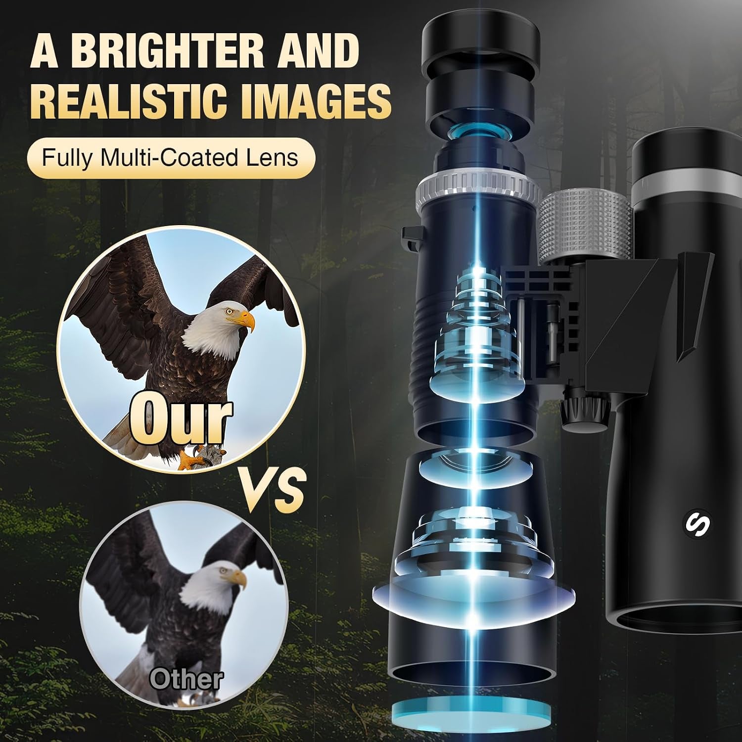 15X52 High Power Binoculars for Adults High Powered Bird Watching | Binoculars for Cruise Ship Whale Watching Travel Sports Hunting Concert Birding Compact Waterproof Long Range Binoculars