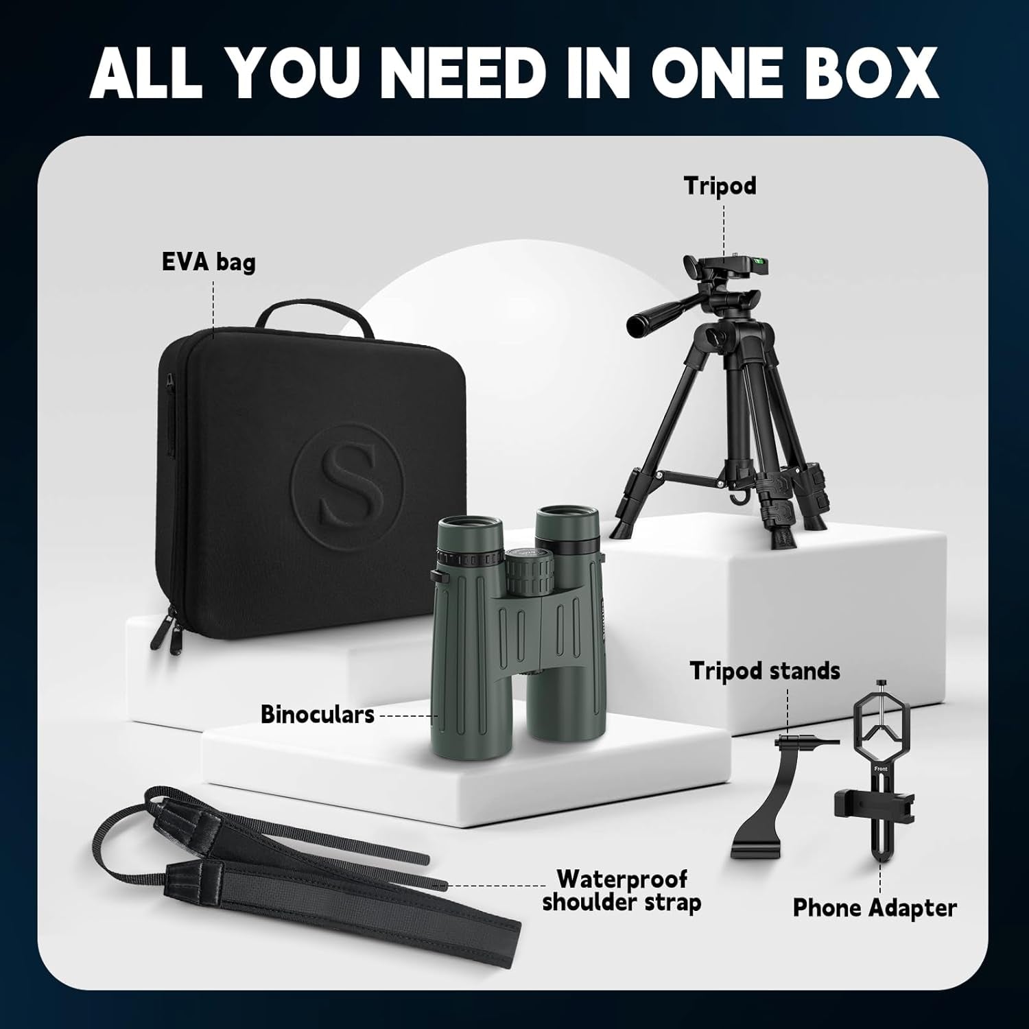 14X45 Binoculars for Adults High Powered Binoculars with Tripod | Compact Waterproof Binocular with Phone Adapter Bird Watching Stargazing Hiking Wildlife Viewing Cruise Ship Travel Hunting