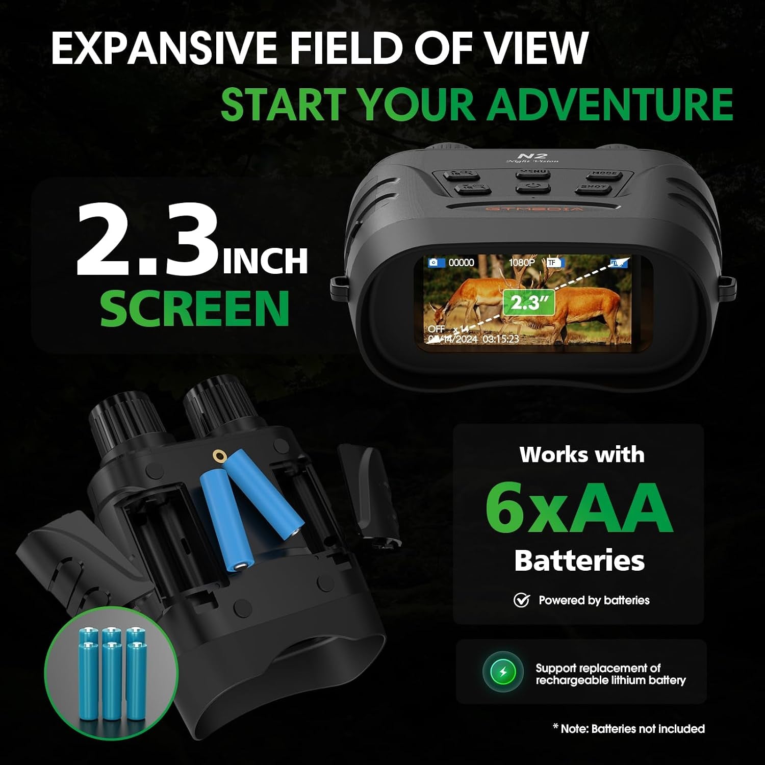 Experience Ultimate Night Vision: 4K Infrared Binoculars with HD Screen & 32GB TF Card for Camping & Hunting