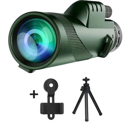80X100 HD Zoom Monocular Telescope - Powerful Long Range Binoculars for Hunting & Camping with Tripod & Phone Clip
