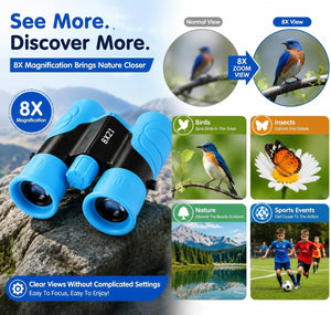 Kids Binoculars,Shockproof 8 X 21 High Resolution Compact Kids Binoculars Real for Boys and Girls,Perfect for Bird Watching, Hiking,Camping,Travel, Christmas Birthday Gift | Camping, Exploring, Hiking, Hunting, Sporting Events and Safari Park Gifts for Kids Ages 3-12