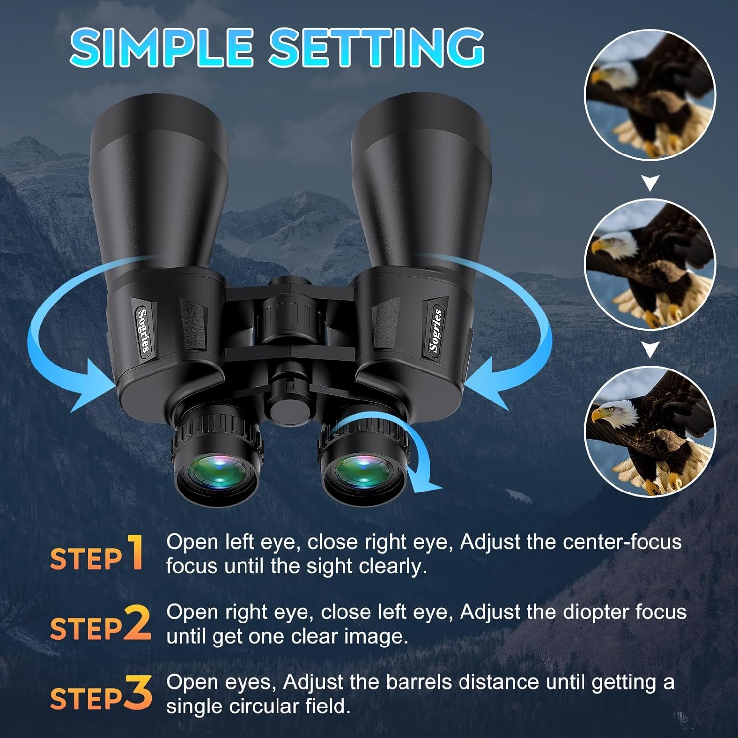 20X60 Binoculars for Adults High Powered Waterproof Fogproof | Powerful Binoculars for Bird Watching Low Light Vision Stargazing Hunting Cruise Ship Travel Long Range Astronomy Binoculars