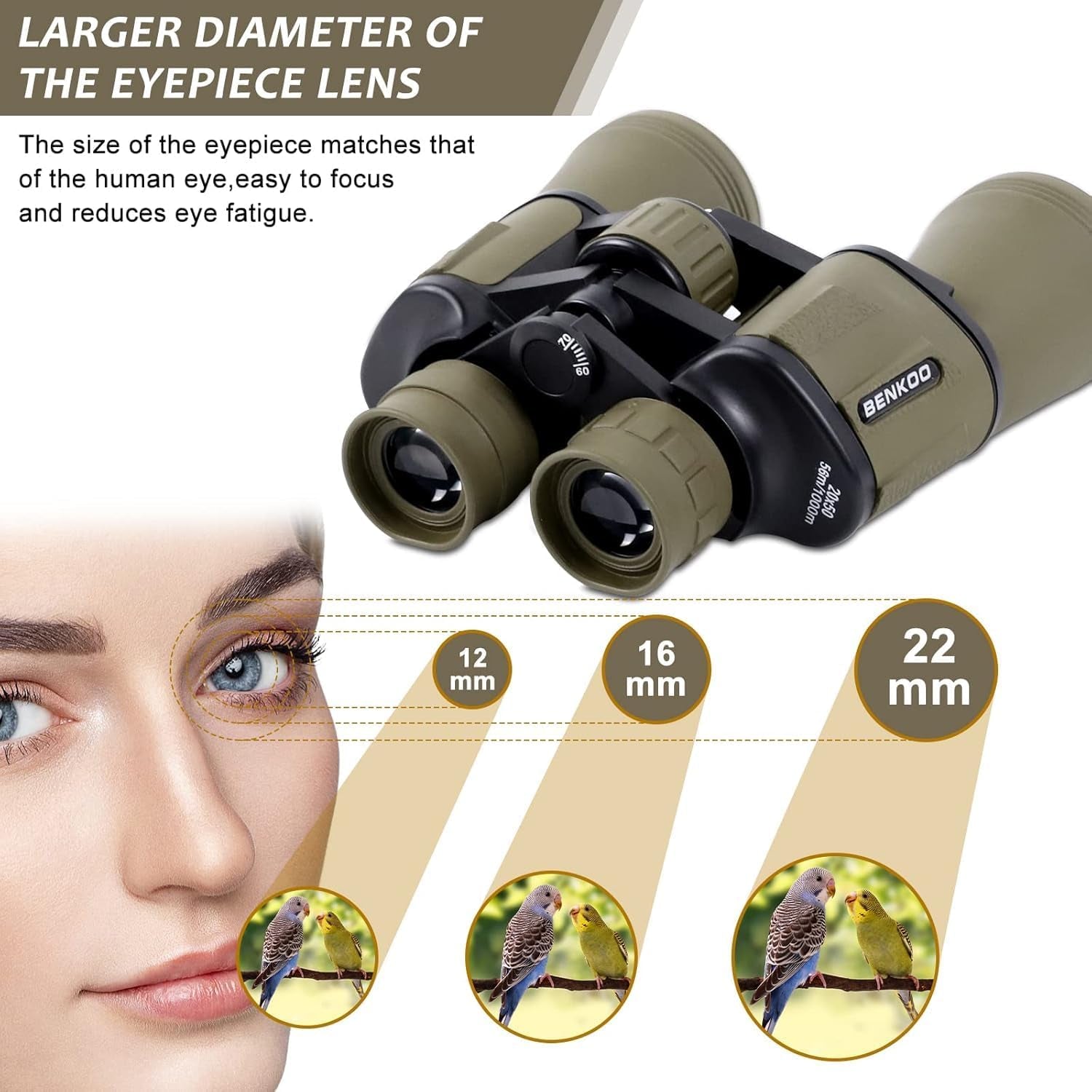 20X50 High Power Binoculars for Adults, HD Waterproof Binoculars with BAK4 Prism & FMC Lens,Portable Binocular Bird Watching Hunting Football Games Cruise with Carrying Bag,Strap,Phone Adapter-Green