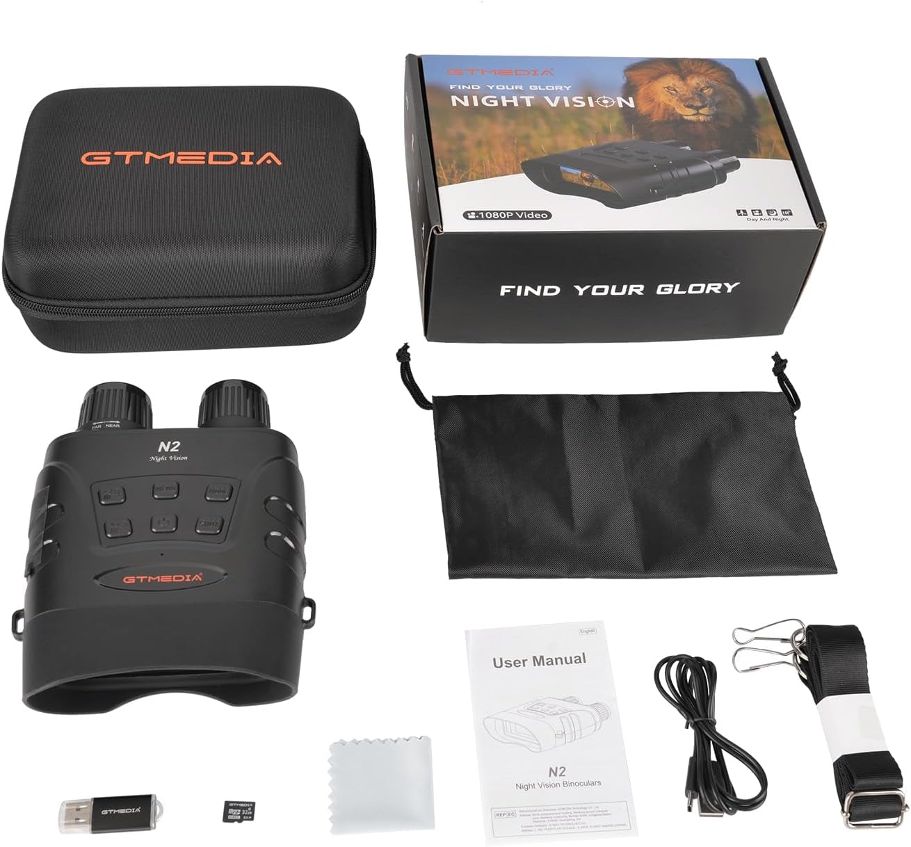 Experience Ultimate Night Vision: 4K Infrared Binoculars with HD Screen & 32GB TF Card for Camping & Hunting