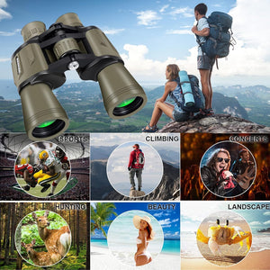 20X50 High Power Binoculars for Adults, HD Waterproof Binoculars with BAK4 Prism & FMC Lens,Portable Binocular Bird Watching Hunting Football Games Cruise with Carrying Bag,Strap,Phone Adapter-Green