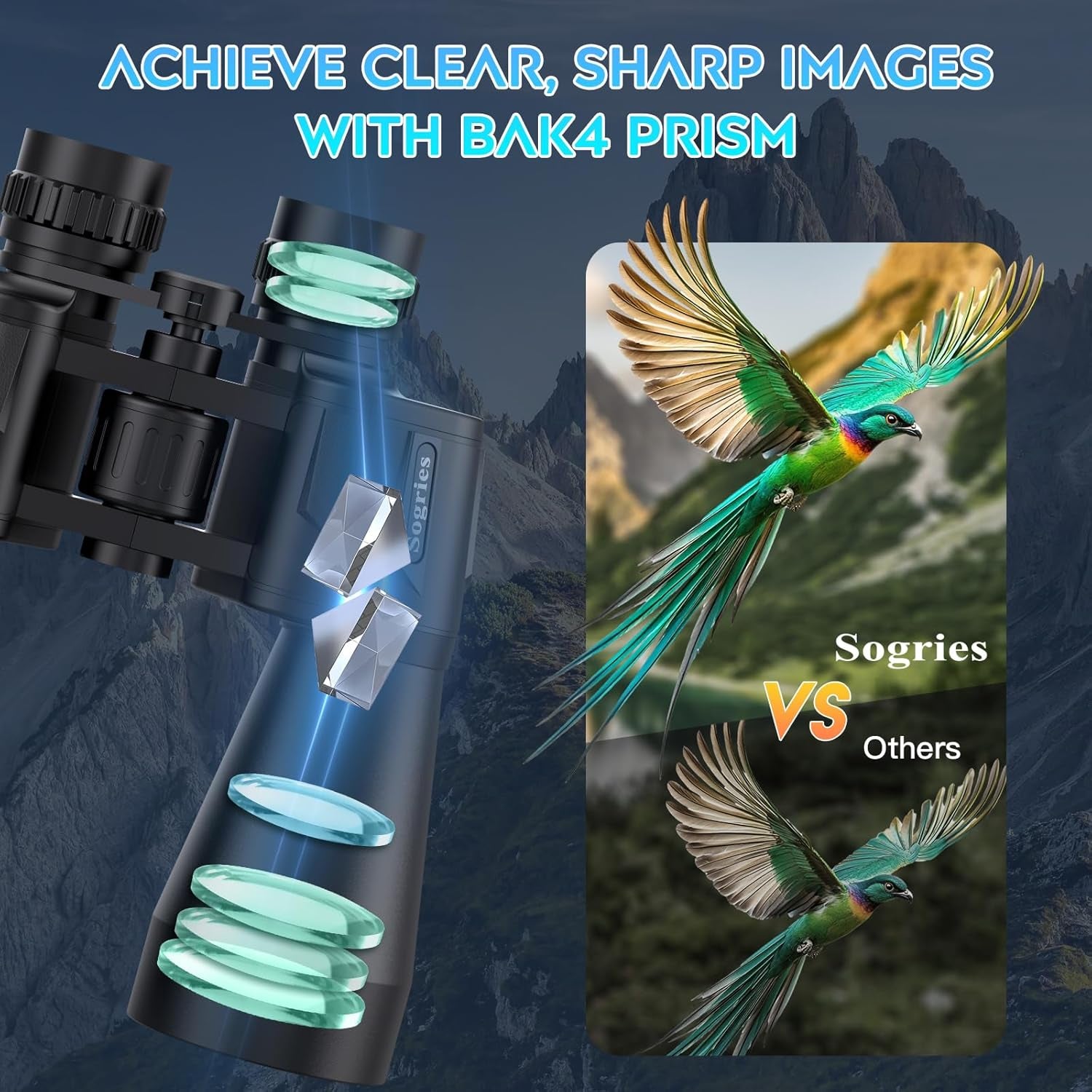 20X60 Binoculars for Adults High Powered Waterproof Fogproof | Powerful Binoculars for Bird Watching Low Light Vision Stargazing Hunting Cruise Ship Travel Long Range Astronomy Binoculars