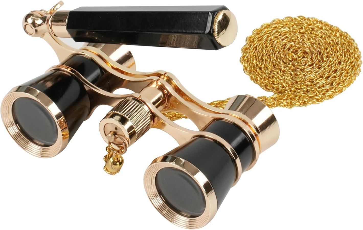 3X25 Opera Glasses Binoculars Compact with Adjustable Handle & Chain, Portable Vintage Theater Glasses Mini Binoculars for Adults Women Kids for Music Concerts Opera Houses Cinema（Black）