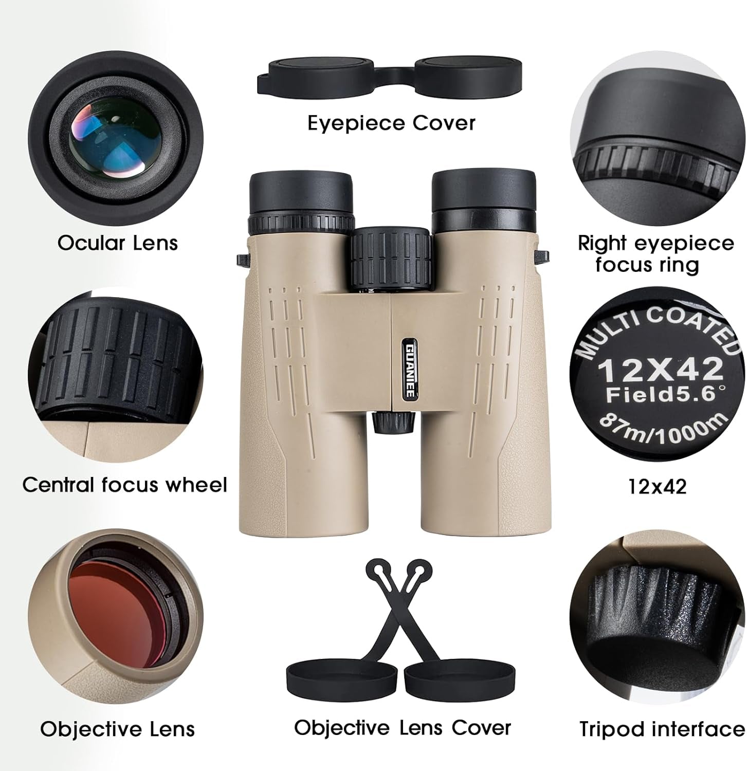 12X42 HD Binoculars for Adults High Powered Binoculars with Upgraded Phone Adapter Waterproof Compact Binocular for Bird Watching Hunting Outdoor Sports Concerts Mud