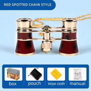 Portable Binoculars 3X25 Metal Opera Theater Glasses Mini Binocular Compact with Chain /Handle for Stage Concert Camping