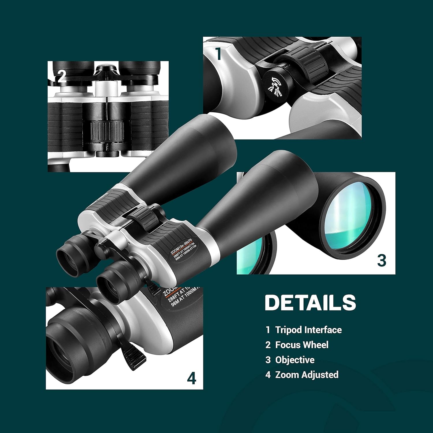 Astronomy Binoculars 13-39X70 Zoom Giant Binoculars with Tripod Adapter Phone Adapter and Case Binoculars for Bird Watching Hunting and Stargazing (13-39X70)