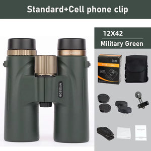 12X42 Binoculars Professional ED Lens Telescope Powerful Long Range BAK4 Prism for Hunting Outdoor Camping IPX7 Waterproof