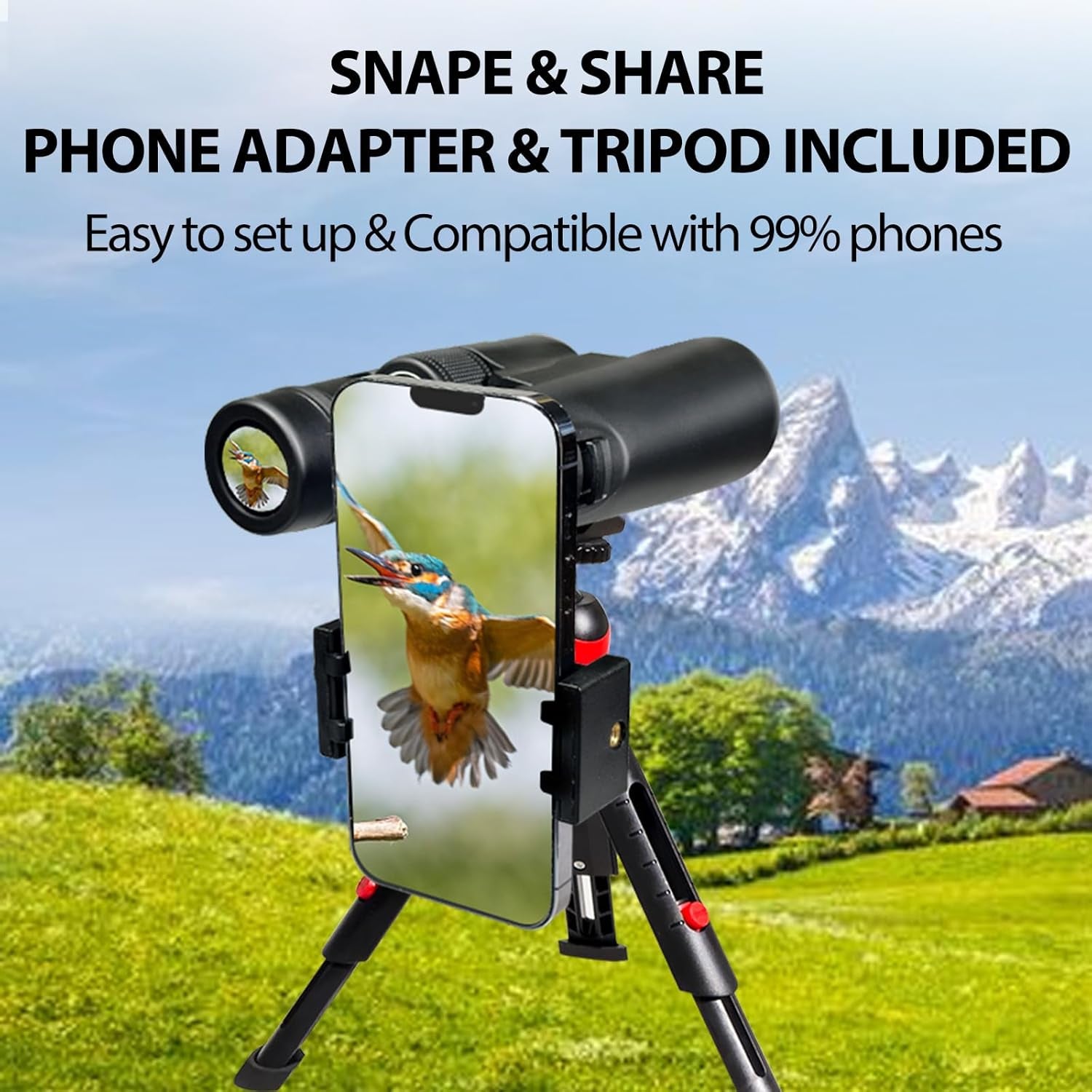 8X42 Roof Prism Binoculars for Adults, HD Professional Binoculars for Bird Watching Travel Stargazing Hunting Concerts Sports-Bak4 Prism FMC Lens-With Phone Mount Tripod Strap Carrying Bag