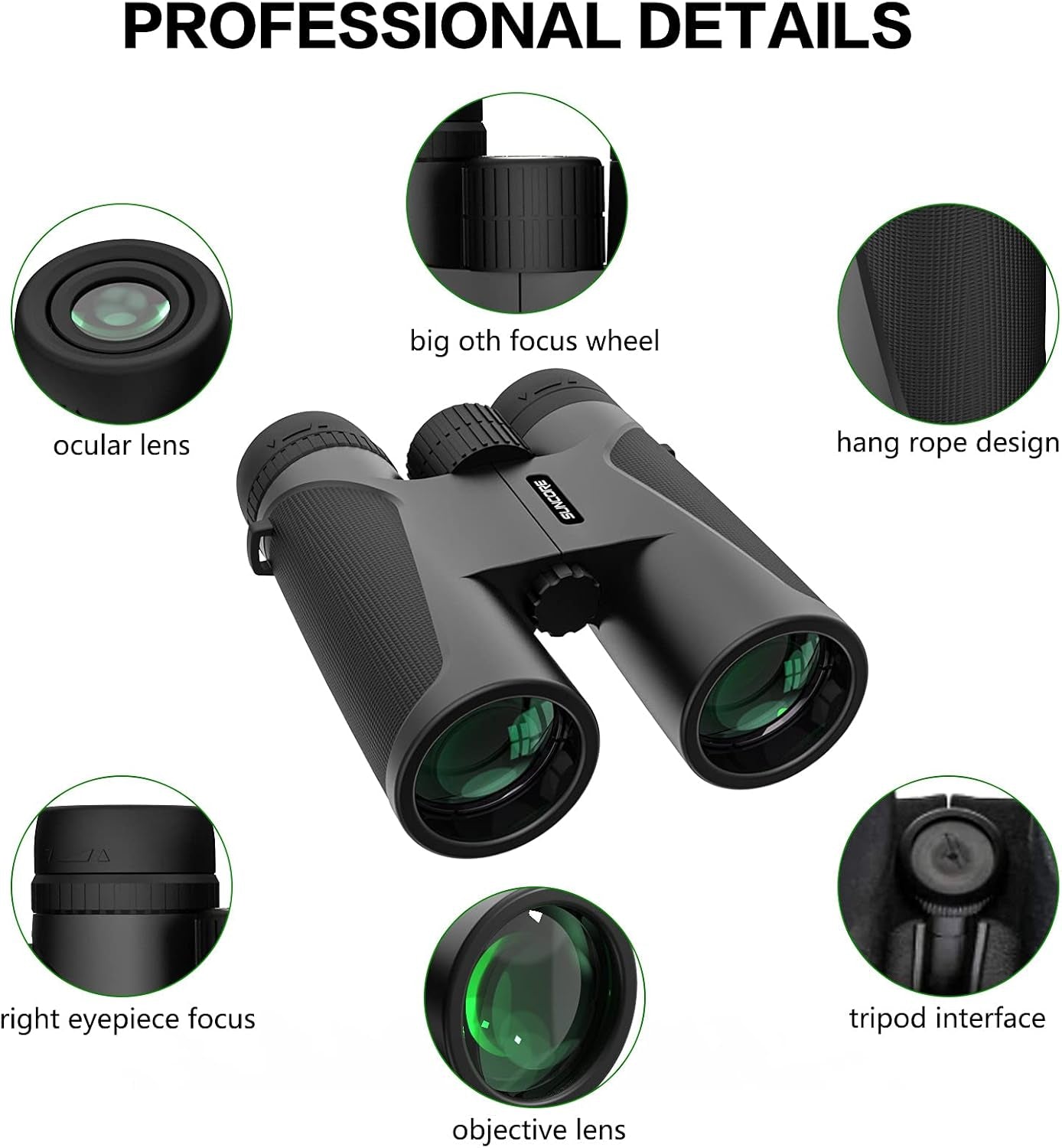 12X42 HD Binoculars for Adults with Universal Phone Adapter - High Power Binoculars with Super Bright and Large View- Lightweight Waterproof Binoculars for Bird Watching Hunting Outdoor Sports Travel