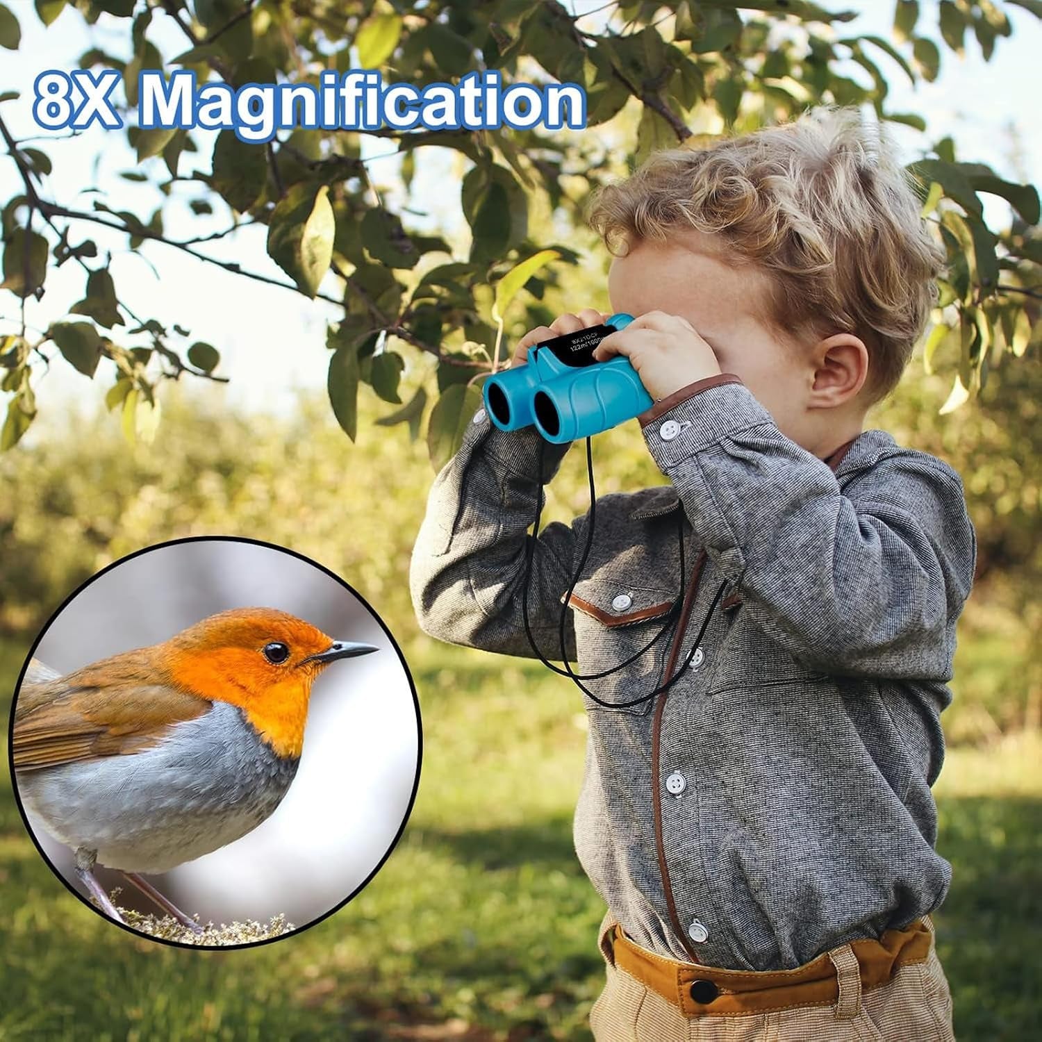 Binoculars for Kids,Compact Kids Binoculars 8X21 High-Resolution for Bird Watching, Camping, Exploration, Hiking, Hunting, Sports Events and Safari Park Gifts (Blue)