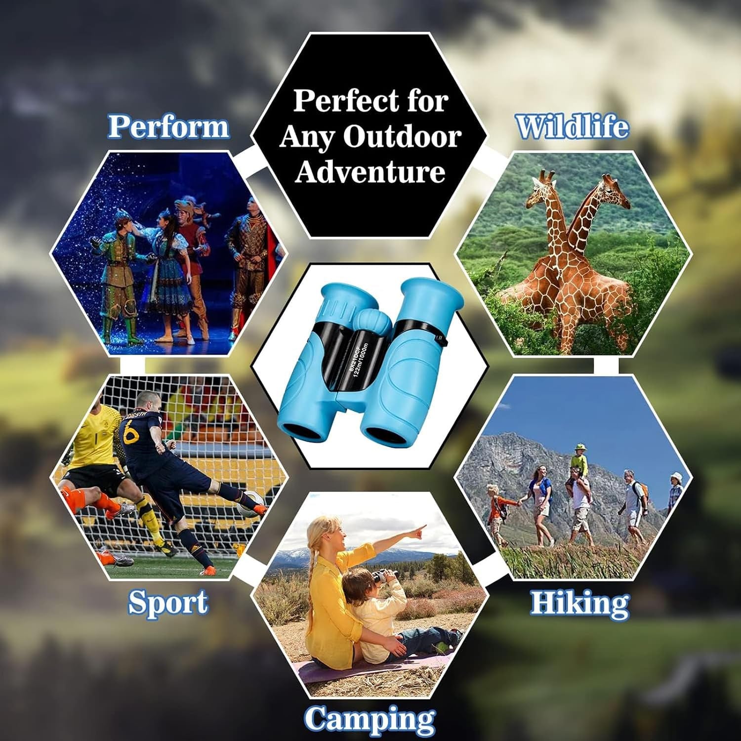 Binoculars for Kids,Compact Kids Binoculars 8X21 High-Resolution for Bird Watching, Camping, Exploration, Hiking, Hunting, Sports Events and Safari Park Gifts (Blue)
