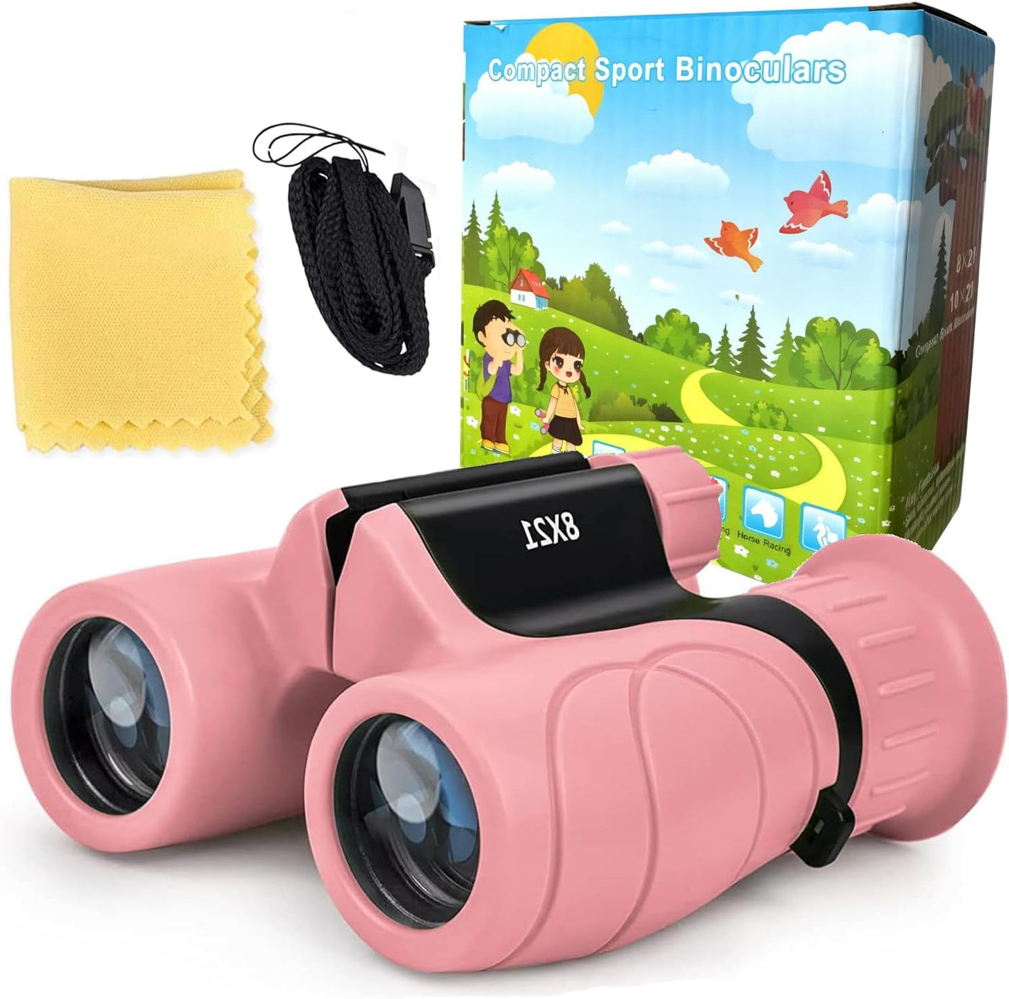 Kids Binoculars 8X21, High Power Shockproof & Waterproof Telescope for Children, BAK4 Prism for Bird Watching, Concert, Sports Events