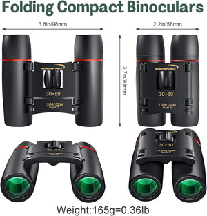 30X60 Folding Binoculars Telescope with Low Light Night Vision for Outdoor Birding, Travelling, Sightseeing, Hunting, Etc