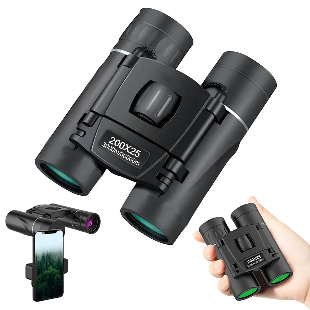 200X25 High Powered Mini Pocket Binoculars for Adults and Kids with Bak4 Prism Compact Binoculars Telescope for Hunting Concert