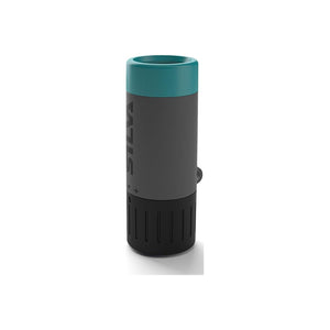 Silva 7x18 pocket monocular in black and turquoise, centred on a white background