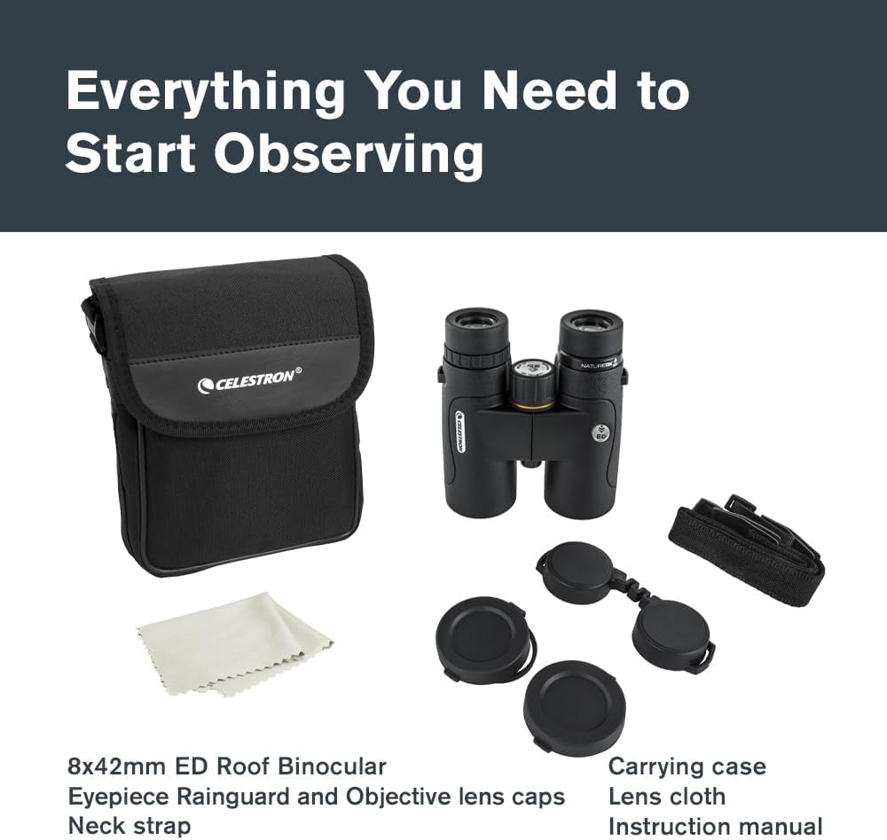 72332 Nature DX ED 8X42 Binoculars - Premium Extra-Low Dispersion ED Glass Lenses Black