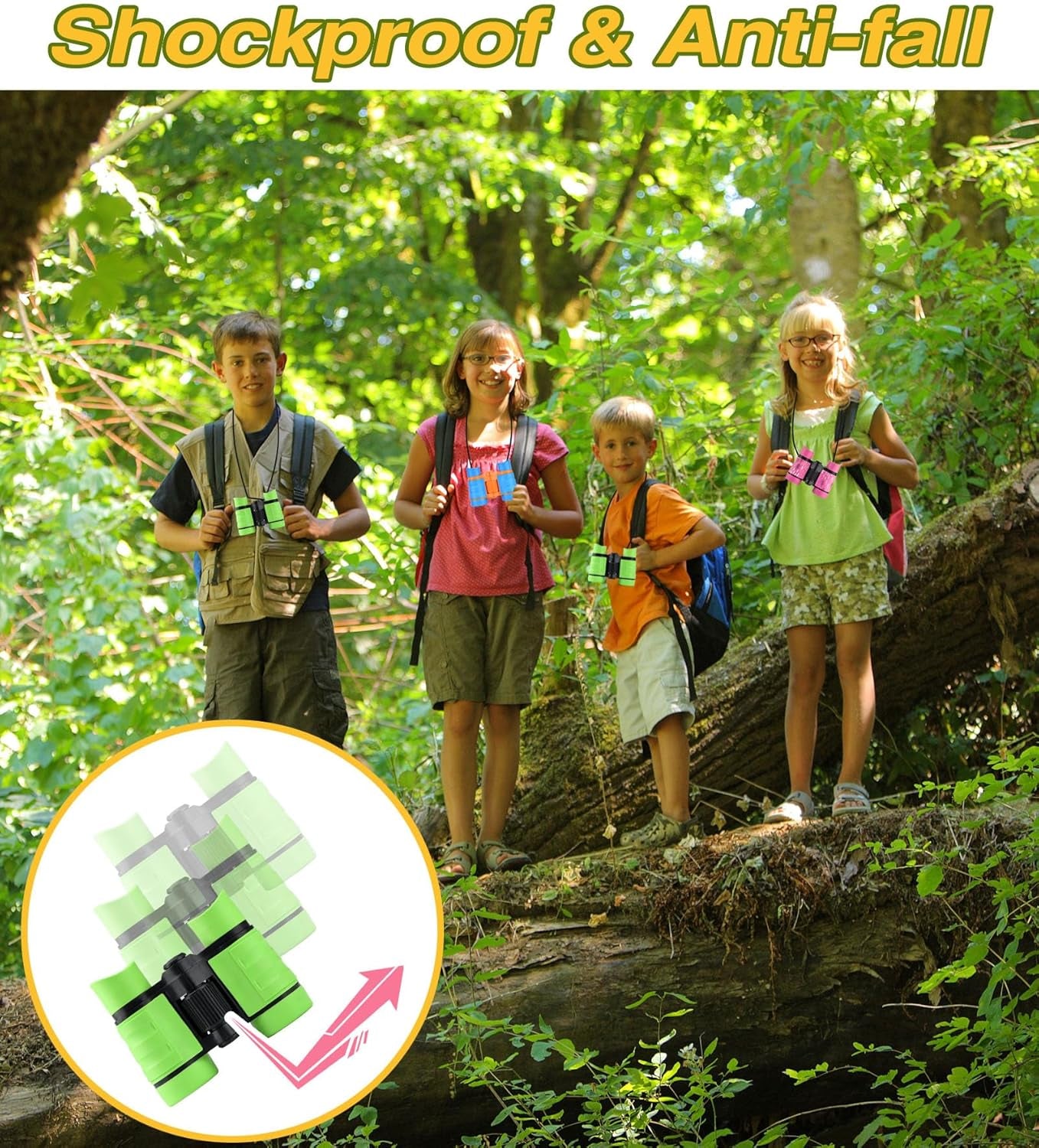 Binoculars for Kids, Toys for 3-12 Years Boys and Girls, High Resolution Optics, Shockproof, Mini Compact Toy Binoculars for Bird Watching, Hiking, Camping, Science, Detective