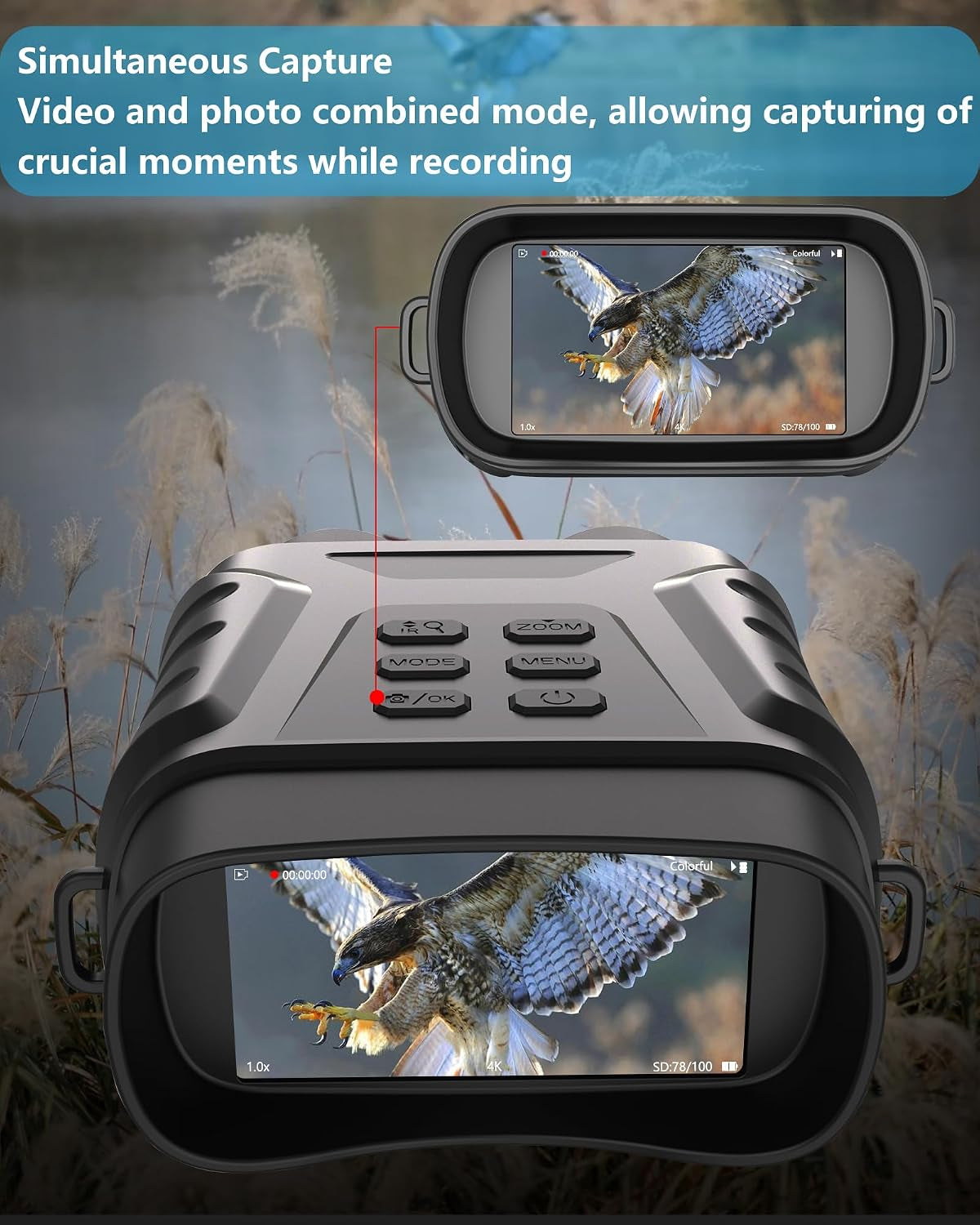Ultimate 4K Night Vision Goggles - 8X Digital Zoom Binoculars with 3" Screen & Adjustable IR Light for Camping & Hunting, 200M Range, 32GB Storage