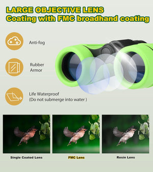 Binoculars for Kids, Toys for 3-12 Years Boys and Girls High-Resolution Optics Shockproof Mini Compact Toy Binoculars for Bird Watching, Hiking, Camping, Science, Detective